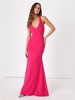 Lulus Pleased To Meet Me Magenta Pink Mermaid Maxi Gown